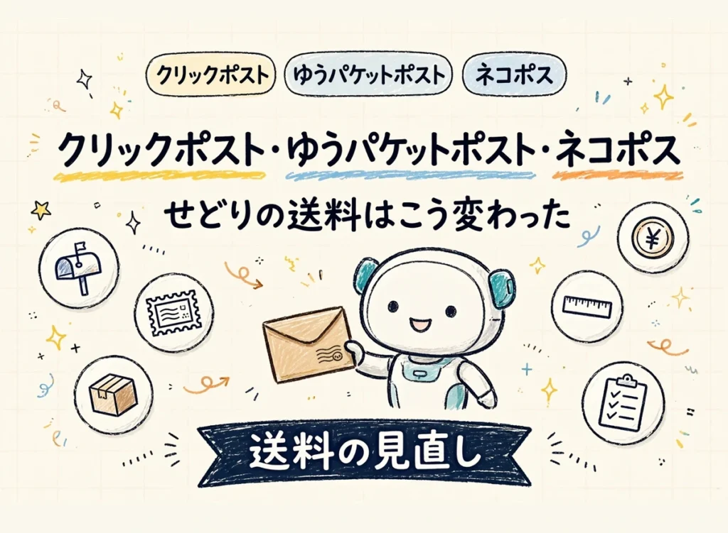 クリックポスト・ゆうパケットポスト・ネコポスの送料比較サムネイル画像