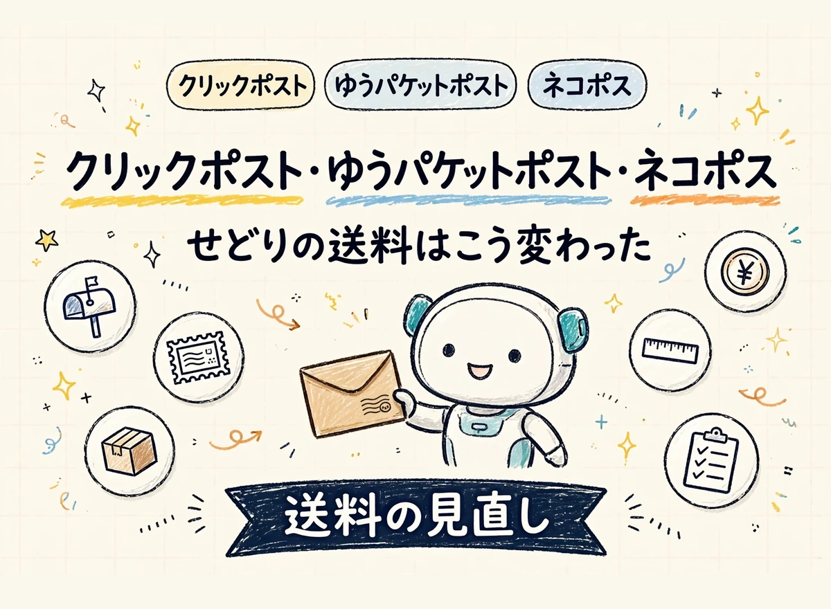 クリックポスト・ゆうパケットポスト・ネコポスの送料比較サムネイル画像